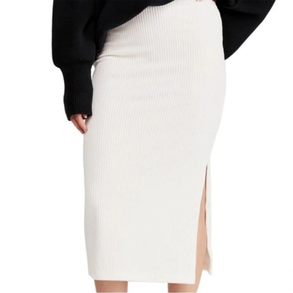 Free people ribbed midi skirt XS Color:Cream-Beige